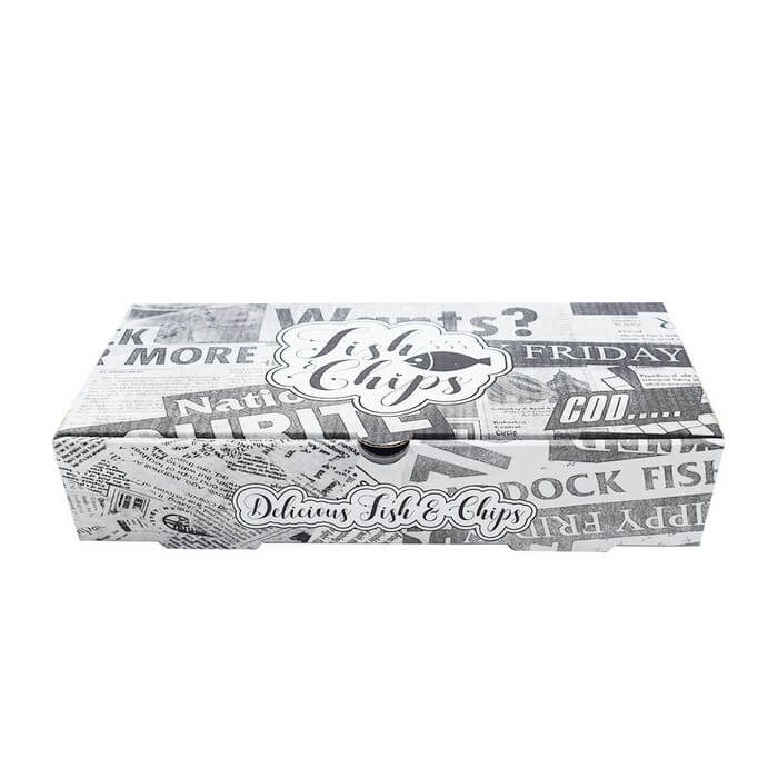9" Newspaper Print Cardboard Fish and Chips Boxes 1x80pcs - Image 4
