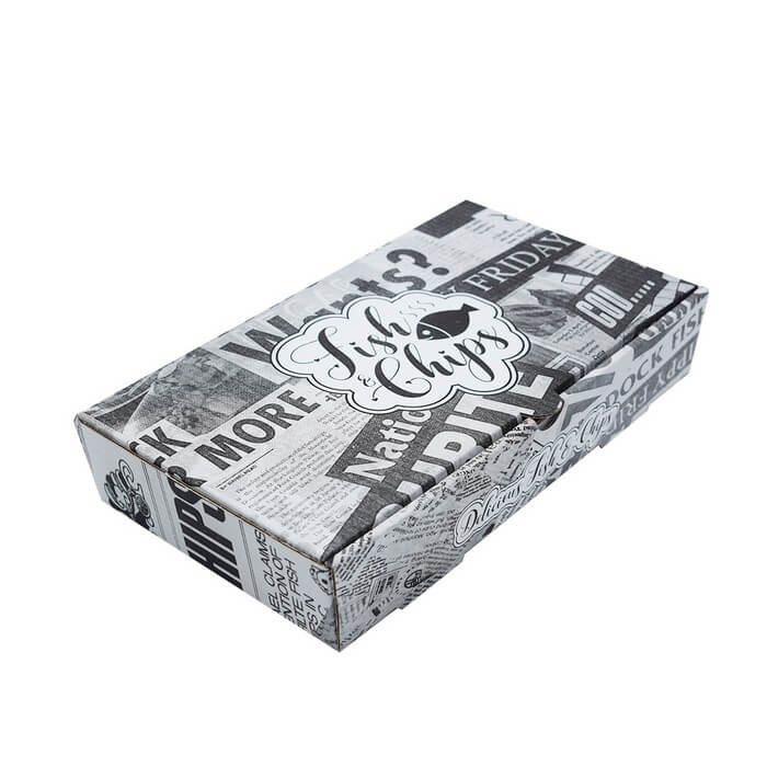 9 Inch Newspaper Print Cardboard Fish and Chips Boxes 1x80pcs