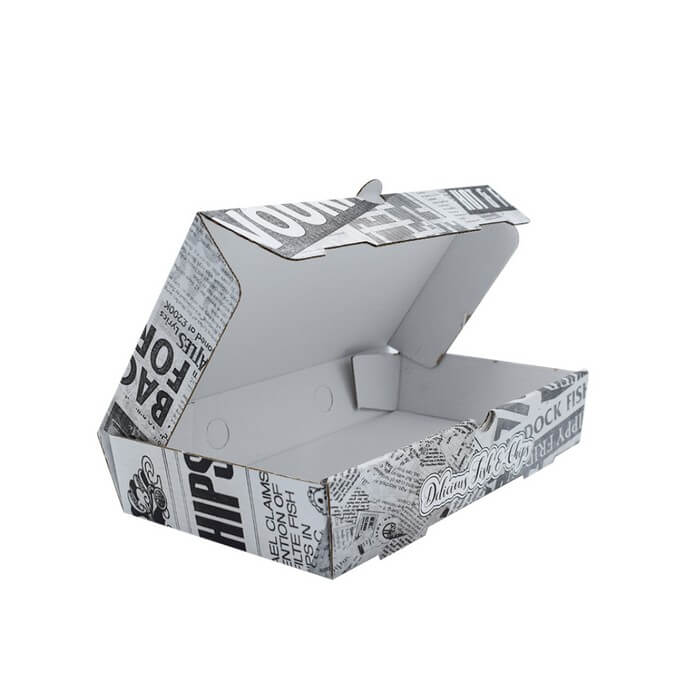 9" Newspaper Print Cardboard Fish and Chips Boxes 1x80pcs - Image 3