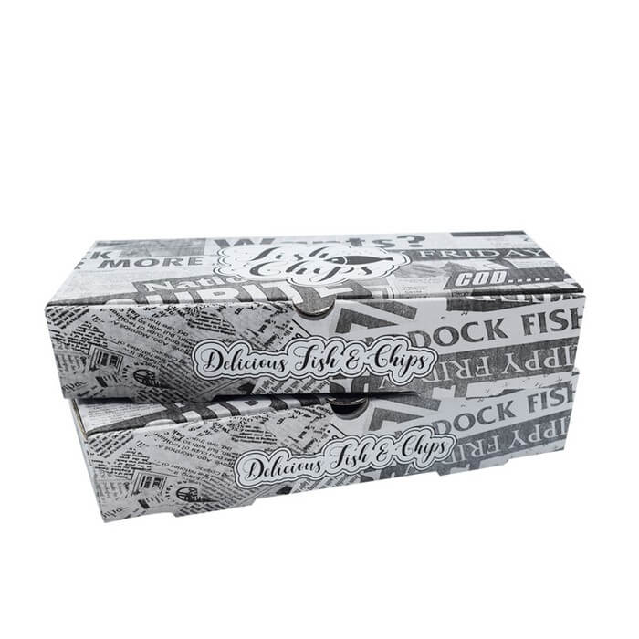 9" Newspaper Print Cardboard Fish and Chips Boxes 1x80pcs - Image 2
