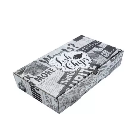 9 Inch Newspaper Print Cardboard Fish and Chips Boxes 1x80pcs