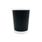 12oz Black Ripple Wall Coffee Cup