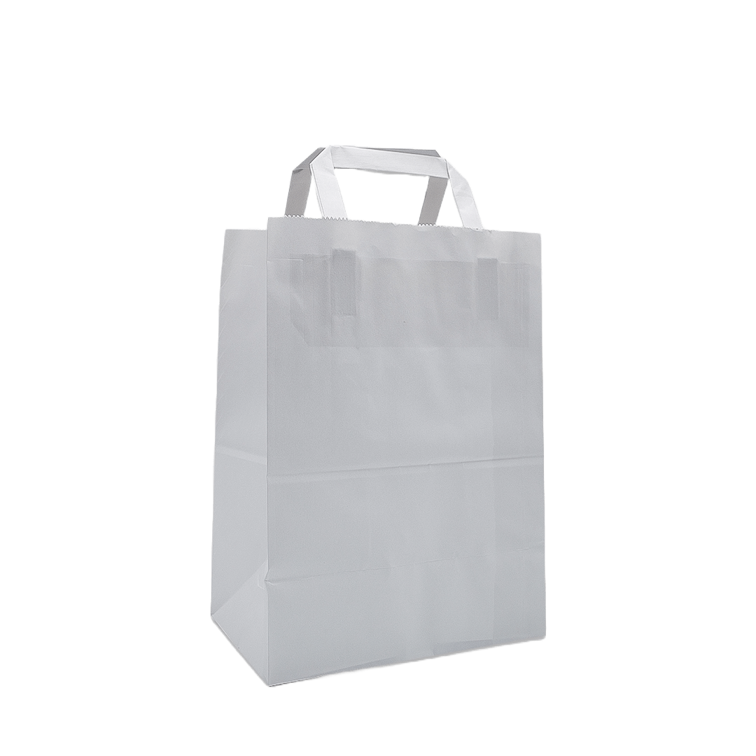 SOS Medium White Handle Takeaway Carriers Paper Bag