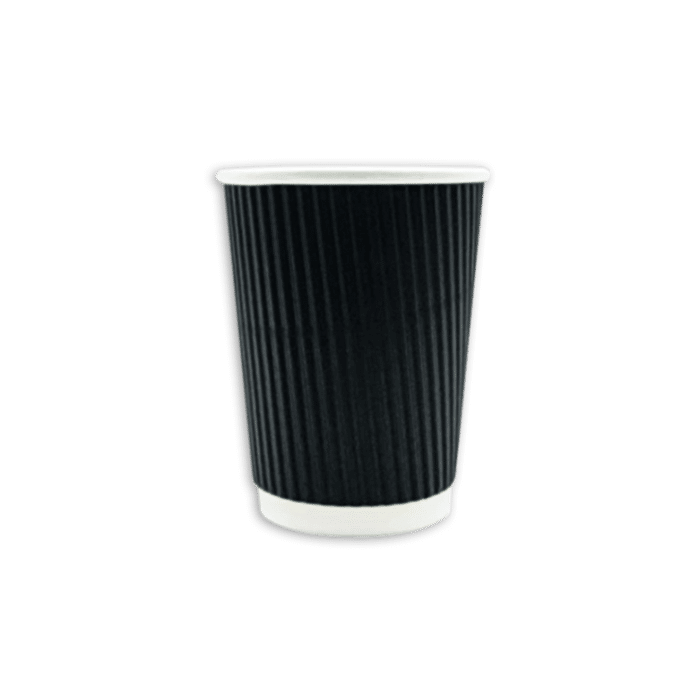 8oz Black Ripple Wall Coffee Cup