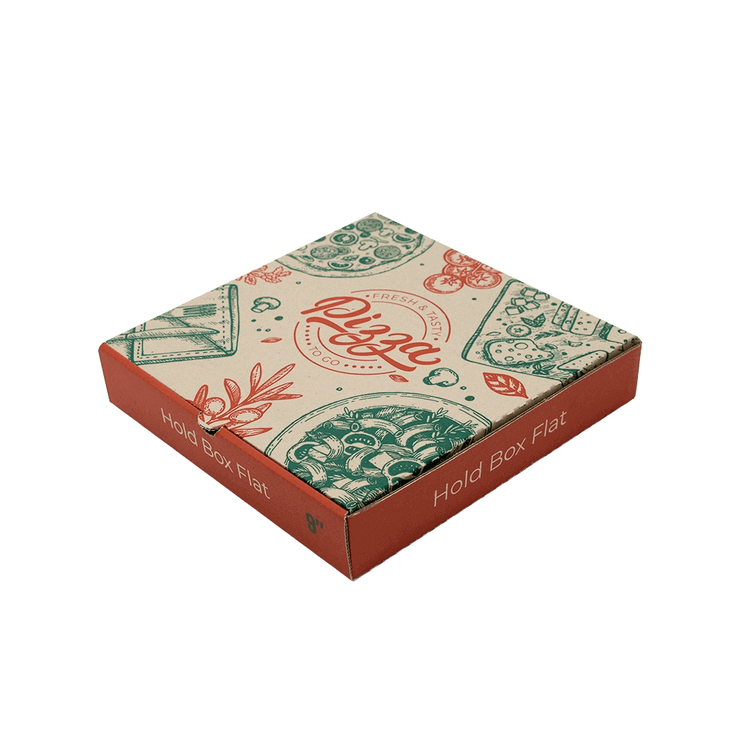 9 Inch Printed Brown Kraft Pizza Boxes 1x100pcs