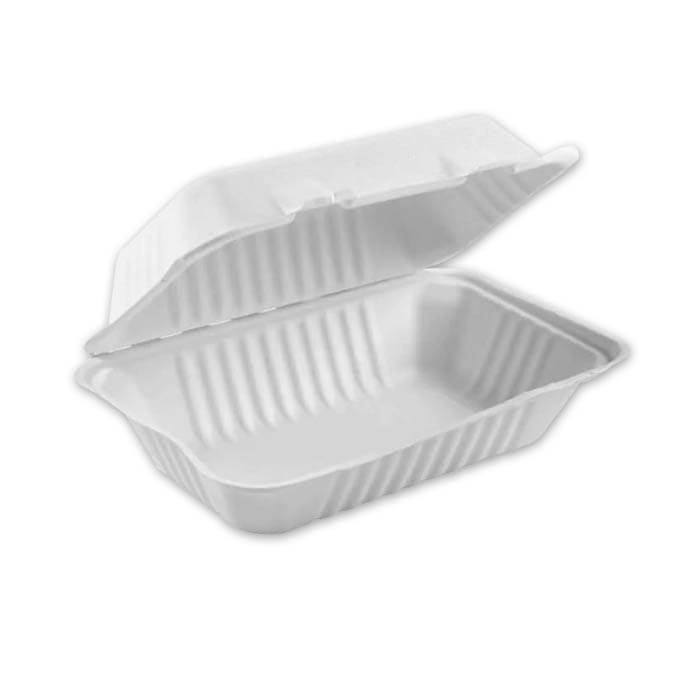 HP9 Clamshell Sugarcane Food Container For Burger Meal Box 18.3x13.5cm 600ml 1x500pcs - Image 3
