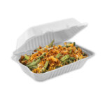 HP9 Clamshell Sugarcane Food Container For Burger Meal Box 18.3x13.5cm 600ml 1x500pcs - Image 2