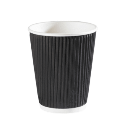 12oz Black Ripple Wall Coffee Cups