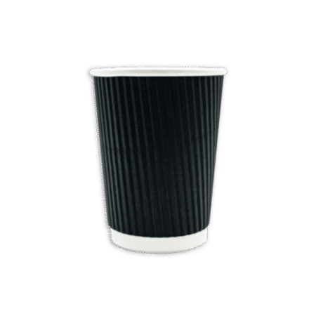 12oz Black Ripple Wall Coffee Cup