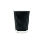 8oz Black Ripple Wall Coffee Cup