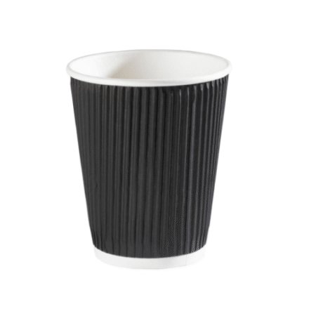 12oz Black Ripple Wall Coffee Cups