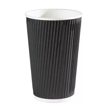 16oz Black Ripple Wall Coffee Cups 1x500pcs
