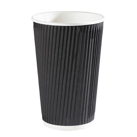 16oz Black Ripple Wall Coffee Cups 1x500pcs - Image 1