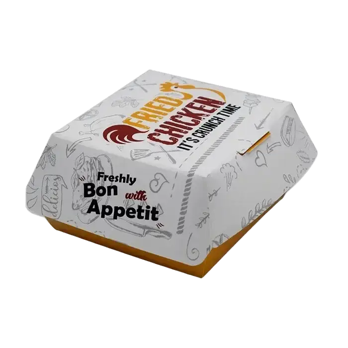 4 Inch White Printed Burger Boxes