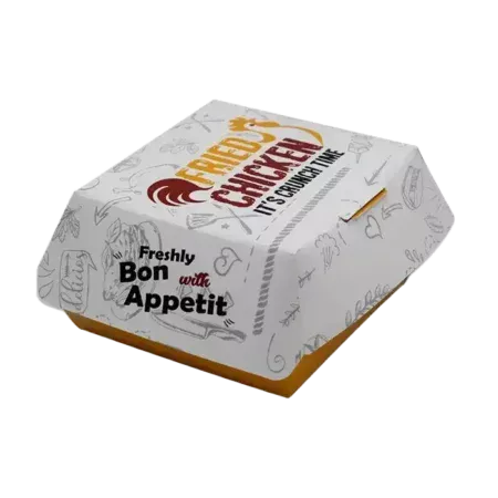 4 Inch White Printed Burger Boxes