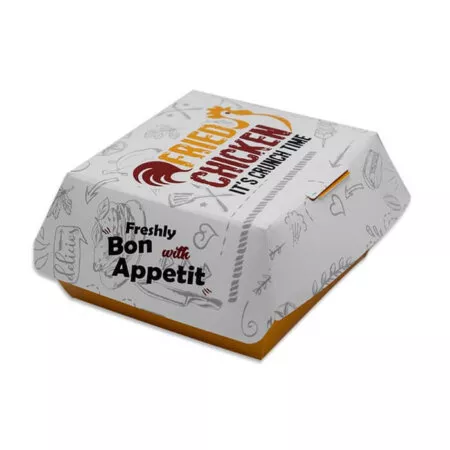 5 Inch White Printed Burger Boxes