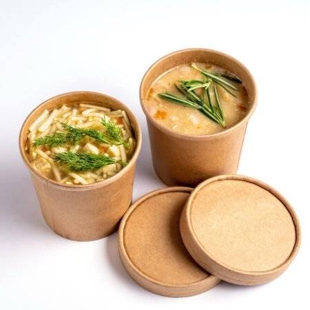 12oz Kraft Paper Soup Cups with Lids 1x250