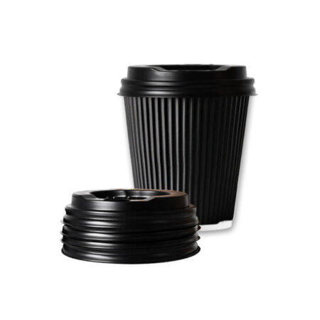 8oz White Ripple Wall Coffee Cups Lids 1x1000pcs
