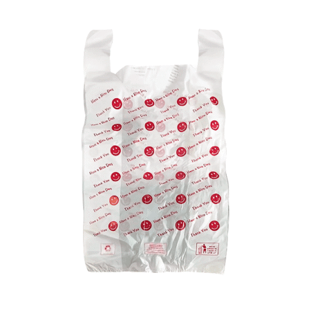 White Jumbo Printed Smiley Carrier Bags