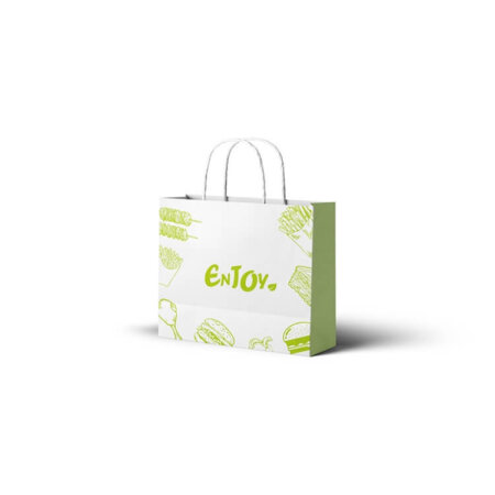 Medium White sos Bag/ Blue Green Enjoy (300X250X140 mm) (a pack of 250)