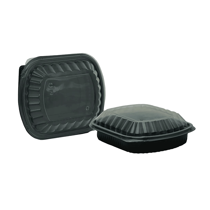 Takeaway Black Base Microwavable Portion Containers with Lids 1000ml