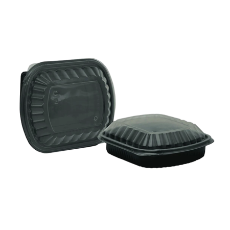 Takeaway Black Base Microwavable Portion Containers with Lids 1000ml